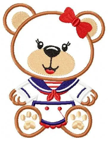Bear embroidery designs - Sailor embroidery design machine embroidery pattern - sailor bear applique design - Teddy embroidery nautical girl Marcia Embroidery