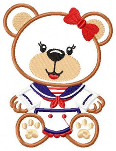 Bear embroidery designs - Sailor embroidery design machine embroidery pattern - sailor bear applique design - Teddy embroidery nautical girl