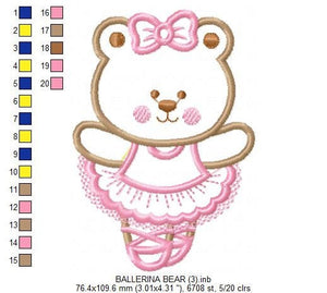 Bear embroidery designs - Ballerina embroidery design machine embroidery pattern - Ballet embroidery file - girl embroidery bear applique