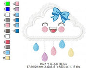 Cargar imagen en el visor de la galería, Cloud embroidery design - Rain embroidery designs machine embroidery pattern - Baby girl embroidery file - Kid embroidery cloud applique
