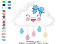 Cargar imagen en el visor de la galería, Cloud embroidery design - Rain embroidery designs machine embroidery pattern - Baby girl embroidery file - Kid embroidery cloud applique
