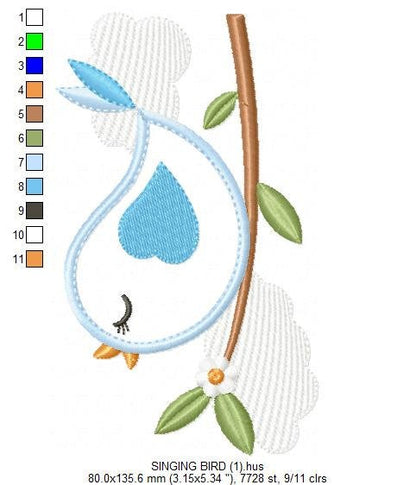 Bird embroidery designs - Dove embroidery design machine embroidery pattern - instant download filled design - baby girl embroidery file