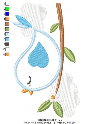 Bird embroidery designs - Dove embroidery design machine embroidery pattern - instant download filled design - baby girl embroidery file