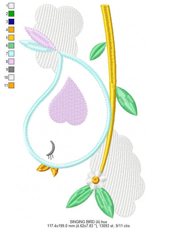 Bird embroidery designs - Dove embroidery design machine embroidery pattern - instant download filled design - baby girl embroidery file