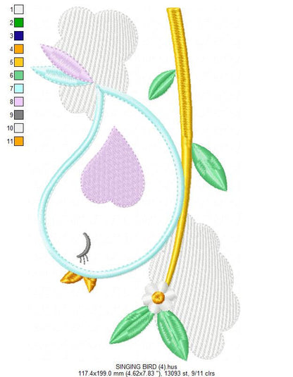 Bird embroidery designs - Dove embroidery design machine embroidery pattern - instant download filled design - baby girl embroidery file