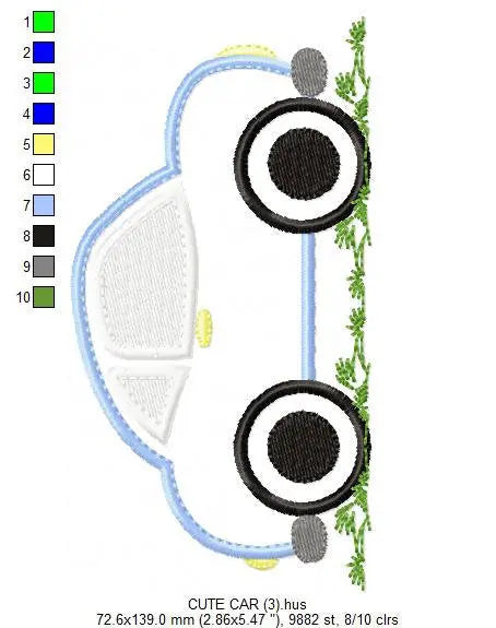 Car embroidery designs - Automobile Vehicle machine embroidery pattern - Car applique design - baby boy file - Instant digital download pes Marcia Embroidery