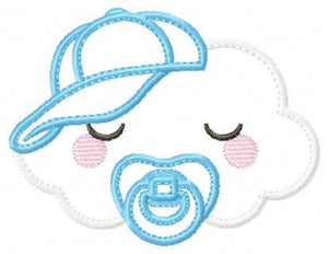 Baby Cloud embroidery design - Baby girl embroidery design machine embroidery pattern - baby boy embroidery file - cloud applique sky design