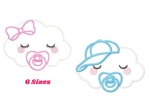 Baby Cloud embroidery design - Baby girl embroidery design machine embroidery pattern - baby boy embroidery file - cloud applique sky design