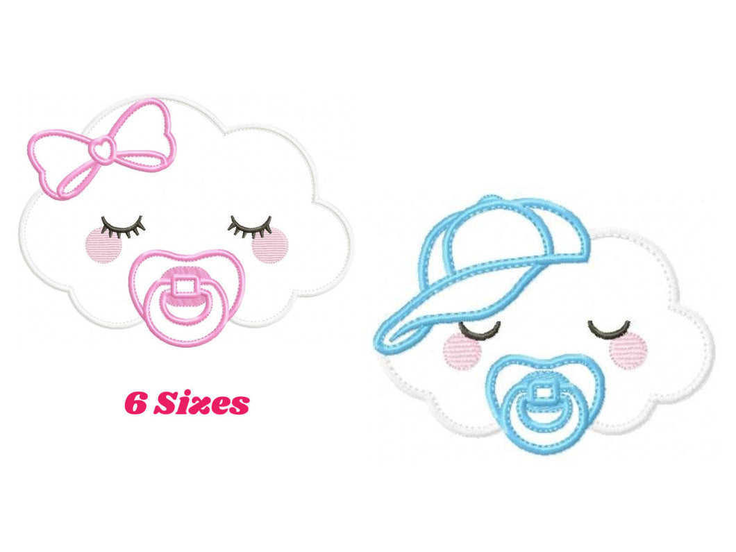 Baby Cloud embroidery design - Baby girl embroidery design machine embroidery pattern - baby boy embroidery file - cloud applique sky design