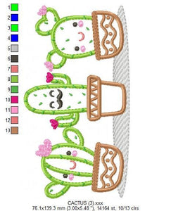 Cactus embroidery designs - Cactus vases embroidery design machine embroidery pattern - Vase embroidery file cactus applique design garden