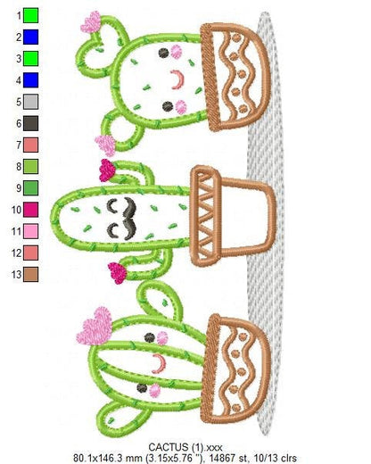 Cactus embroidery designs - Cactus vases embroidery design machine embroidery pattern - Vase embroidery file cactus applique design garden