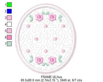 Frame embroidery designs - Quilt embroidery design machine embroidery pattern - baby girl embroidery file - quilt applique design roses Marcia Embroidery