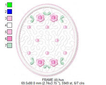 Laden Sie das Bild in den Galerie-Viewer, Frame embroidery designs - Quilt embroidery design machine embroidery pattern - baby girl embroidery file - quilt applique design roses
