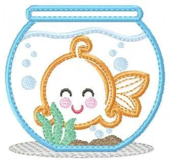 Golden fish embroidery designs - Aquarium embroidery design machine embroidery pattern - pet embroidery file - golden fish applique fishbowl Marcia Embroidery