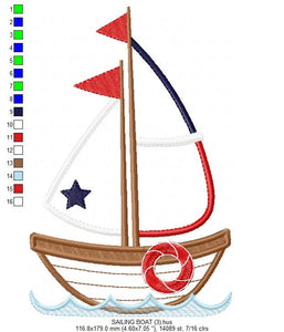 Boat embroidery designs - Sailboat embroidery design machine embroidery pattern - nautical embroidery file - sail boat applique design