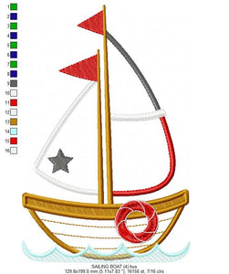 Boat embroidery designs - Sailboat embroidery design machine embroidery pattern - nautical embroidery file - sail boat applique design