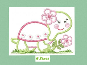 Turtle embroidery design - Animal embroidery designs machine embroidery pattern - Baby girl embroidery file - Female turtle applique design