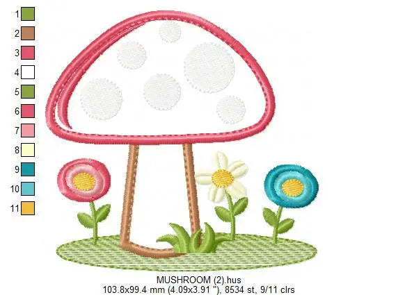 Mushroom embroidery designs - Forest Toadstool embroidery design machine embroidery pattern - Fantasy embroidery file - Instant download pes Marcia Embroidery