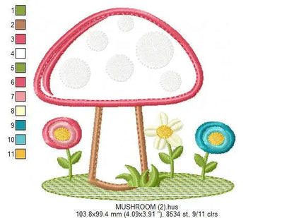 Mushroom embroidery designs - Forest Toadstool embroidery design machine embroidery pattern - Fantasy embroidery file - Instant download pes Marcia Embroidery