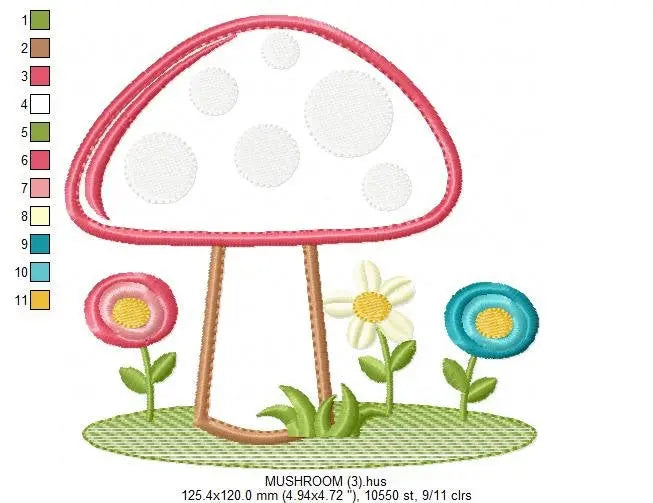 Mushroom embroidery designs - Forest Toadstool embroidery design machine embroidery pattern - Fantasy embroidery file - Instant download pes Marcia Embroidery