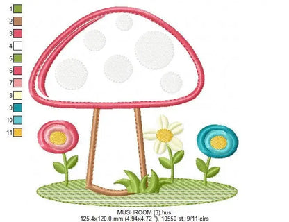 Mushroom embroidery designs - Forest Toadstool embroidery design machine embroidery pattern - Fantasy embroidery file - Instant download pes Marcia Embroidery