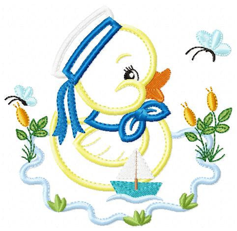 Applique Rubber Ducky Machine Embroidery Design Splashing Baby Boy/girl  Duck INSTANT DOWNLOAD 