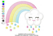 Load image into Gallery viewer, Cloud embroidery design - Rainbow embroidery design machine embroidery patterns - Baby girl embroidery file - rainbow sky stars embroidery
