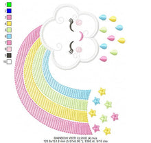 Load image into Gallery viewer, Cloud embroidery design - Rainbow embroidery design machine embroidery patterns - Baby girl embroidery file - rainbow sky stars embroidery
