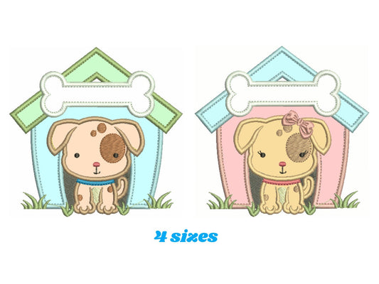 Dog embroidery designs - Doghouse embroidery design machine embroidery pattern - Pet embroidery file - Dog applique - Instant download pes