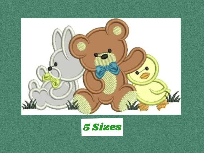 Animals embroidery designs - Bear embroidery design machine embroidery pattern - rabbit embroidery file - duck embroidery applique design