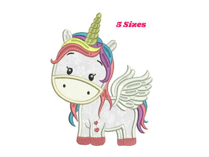 Unicorn with wings embroidery designs - Unicorn applique machine embroidery pattern - Baby girl file - Magical unicorn Instant download pes