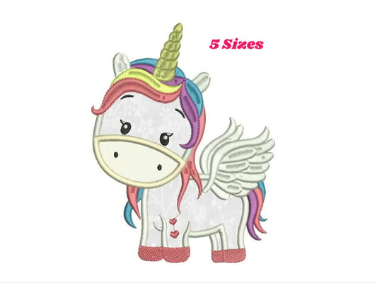 Unicorn with wings embroidery designs - Unicorn applique machine embroidery pattern - Baby girl file - Magical unicorn Instant download pes