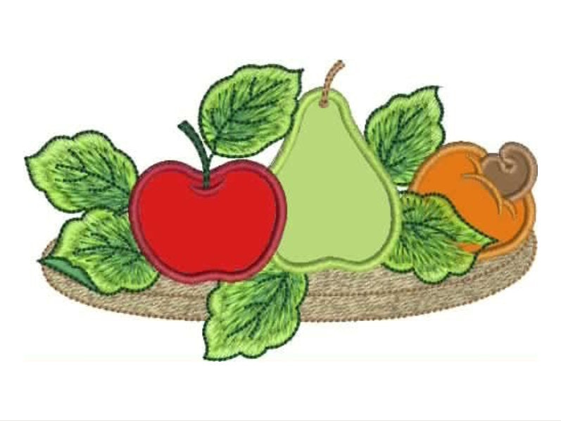 Fruit Basket embroidery designs - Kitchen Towel machine embroidery pattern - Fruit applique file - Apple Pear and Cashew - Instant download