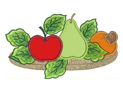 Fruit Basket embroidery designs - Kitchen Towel machine embroidery pattern - Fruit applique file - Apple Pear and Cashew - Instant download
