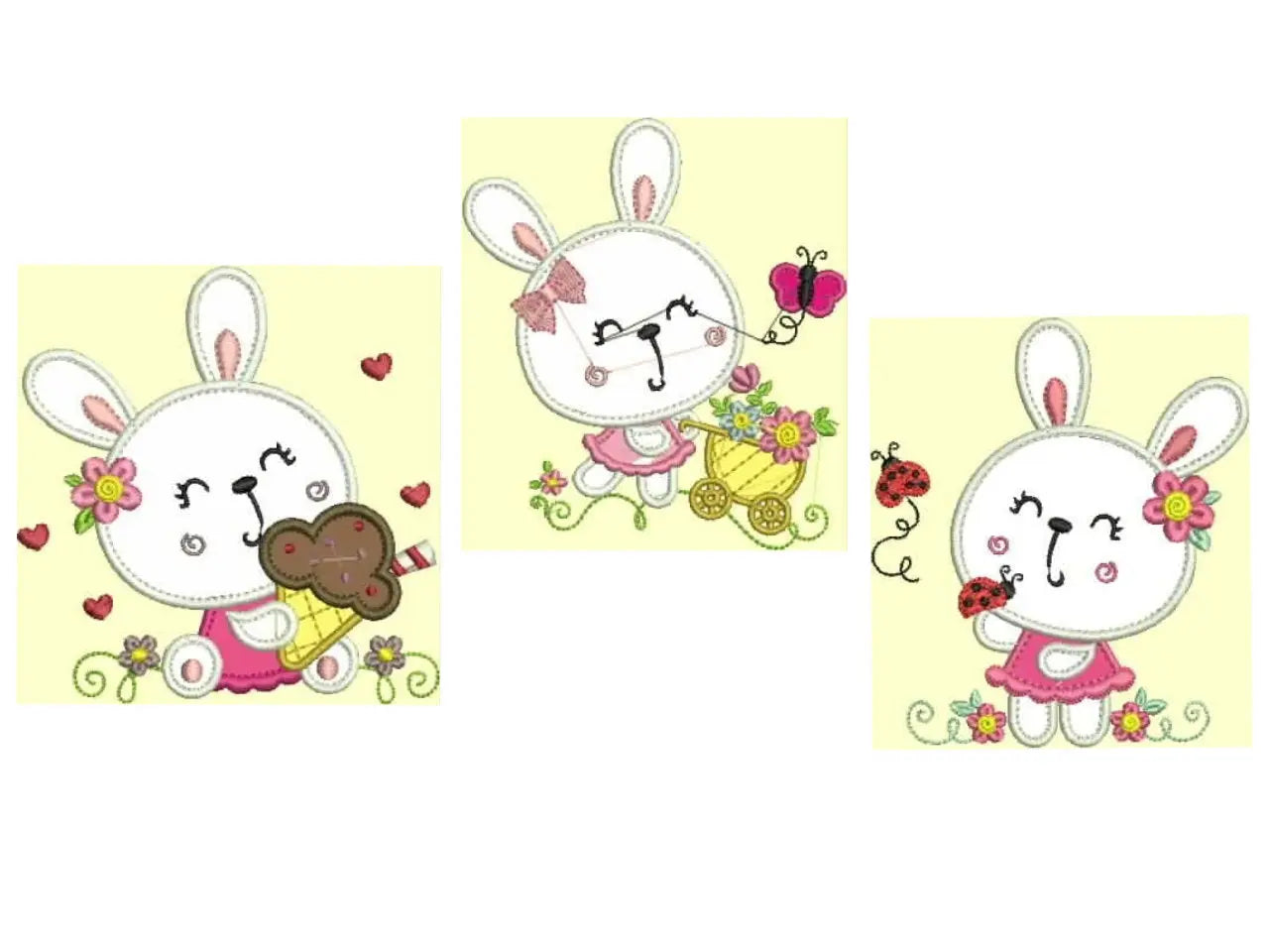 Bunny embroidery designs set - Rabbit applique embroidery design machine embroidery pattern - Girl embroidery - instant digital download pes Marcia Embroidery