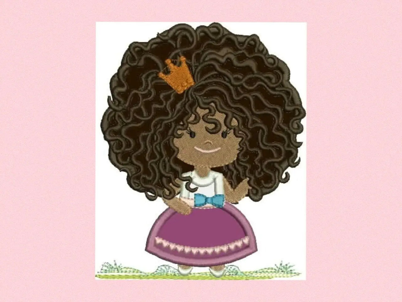 Princess embroidery designs - Curly hair girl embroidery design machine embroidery pattern - Baby embroidery afro american applique design Marcia Embroidery