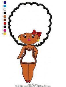 Afro american embroidery designs - Curly hair girl embroidery design machine embroidery pattern - Afro Hair applique design instant download