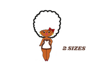 Afro american embroidery designs - Curly hair girl embroidery design machine embroidery pattern - Afro Hair applique design instant download