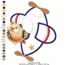 Laden Sie das Bild in den Galerie-Viewer, Bear embroidery designs - Plane embroidery design machine embroidery pattern - Teddy bear embroidery - bear applique design boy embroidery
