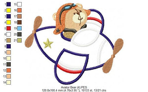 Bear embroidery designs - Plane embroidery design machine embroidery pattern - Teddy bear embroidery - bear applique design boy embroidery