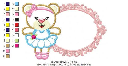 Bear embroidery designs - Ballerina embroidery design machine embroidery pattern - Baby girl embroidery file - Ballerina applique design pes Marcia Embroidery