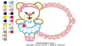 Bear embroidery designs - Ballerina embroidery design machine embroidery pattern - Baby girl embroidery file - Ballerina applique design pes