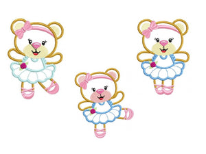 Bear embroidery designs - Ballerina embroidery design machine embroidery pattern - Baby girl embroidery file - Ballerina applique design pes