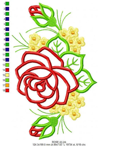 Roses embroidery designs - Flower embroidery design machine embroidery pattern - instant download rose applique design - floral embroidery Marcia Embroidery