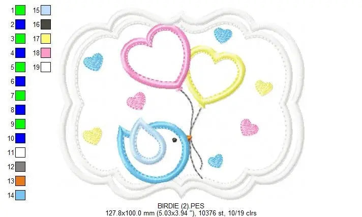 Bird embroidery designs - Newborn embroidery design machine embroidery pattern - instant download - Bird applique design girl embroidery Marcia Embroidery