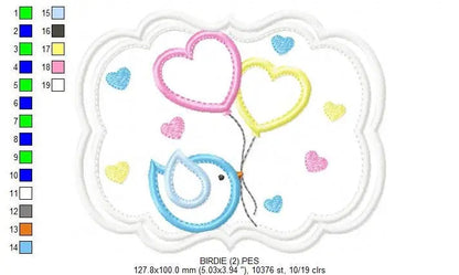 Bird embroidery designs - Newborn embroidery design machine embroidery pattern - instant download - Bird applique design girl embroidery Marcia Embroidery