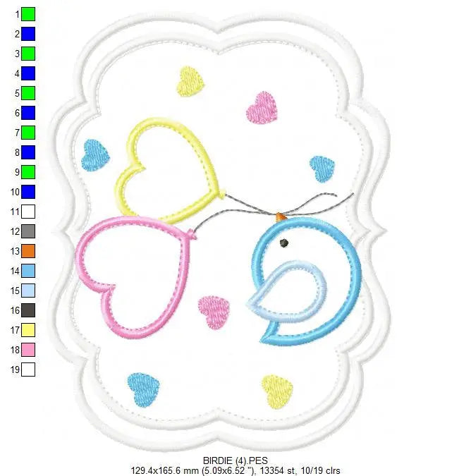 Bird embroidery designs - Newborn embroidery design machine embroidery pattern - instant download - Bird applique design girl embroidery Marcia Embroidery