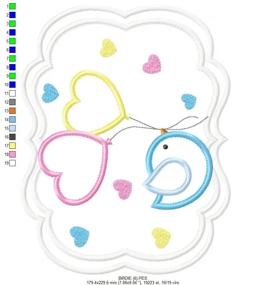 Bird embroidery designs - Newborn embroidery design machine embroidery pattern - instant download - Bird applique design girl embroidery Marcia Embroidery