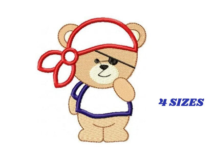 Pirate Bear embroidery designs - Pirate embroidery design machine embroidery pattern - sailor bear applique design - Nautical embroidery - Instant download Marcia Embroidery
