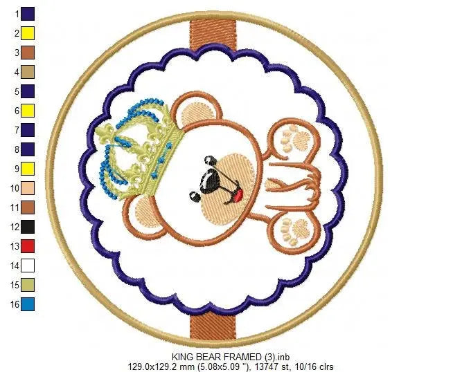 Bear embroidery designs - Teddy embroidery design machine embroidery pattern - King bear applique design - Teddy bear embroidery file Marcia Embroidery